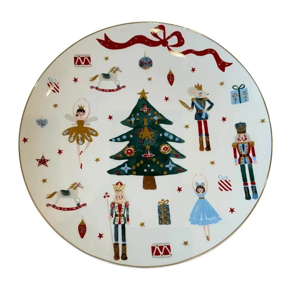 Set of 2 Grace Teaware Nutcracker Ballet Dinner Plates 10.5in Christmas New